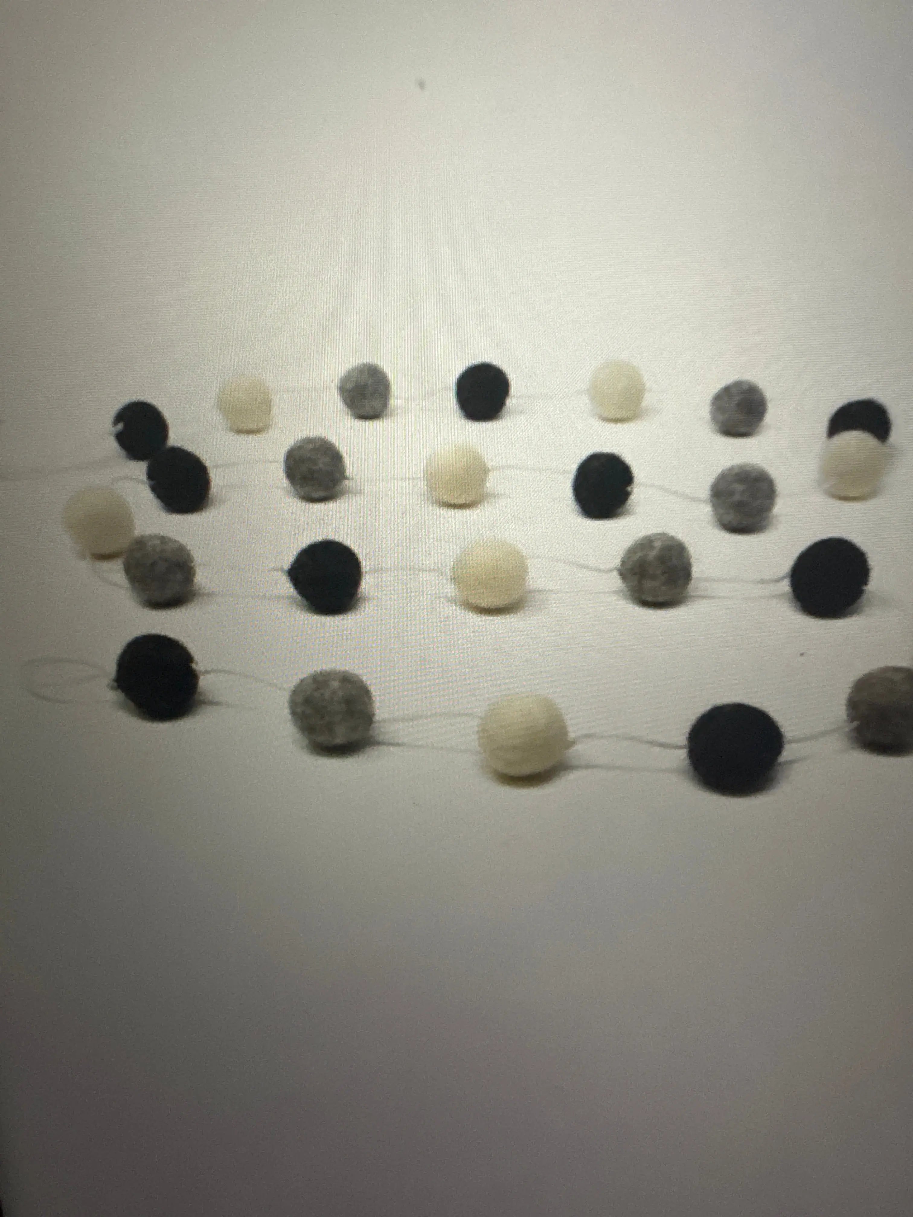 Hand Crafted Felt from Nepal: Pom Pom Garlands, White/Black/Gray Global Groove Direct