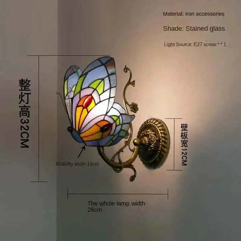 European and American Style Butterfly Colorful Wall Lamp