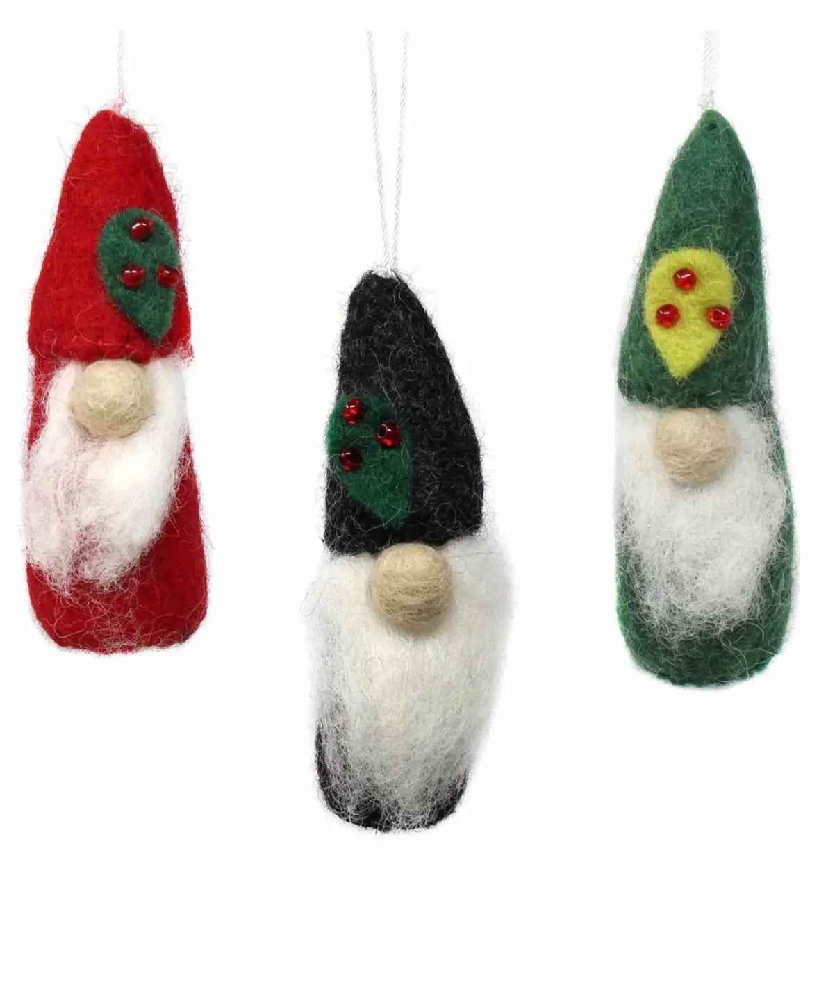 Christmas Gnome Felt Ornaments Set Set of 3