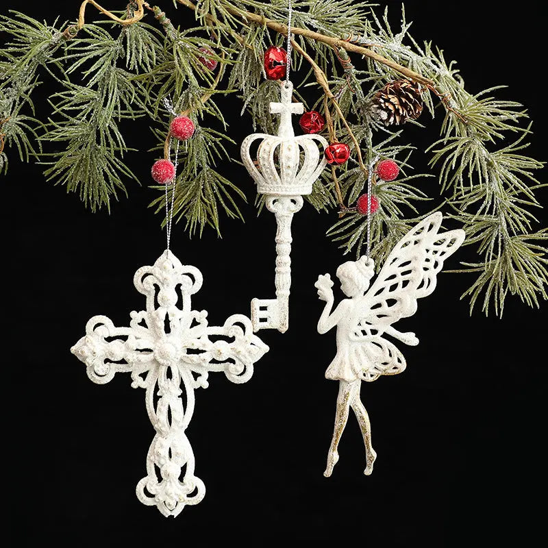 Vintage Christmas Tree Ornament, Retro Snowflake Hanging Decoration, Christmas Decor, Window Display Ornament eprolo