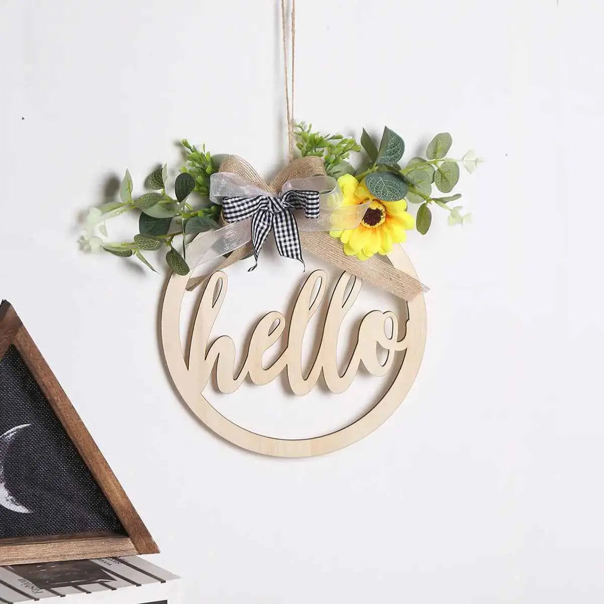 Living Room Bedroom Background Wall Decoration Pendant Layout Room Wall Hanging Plant Wrought Iron Wall Decoration Wood Panel Door