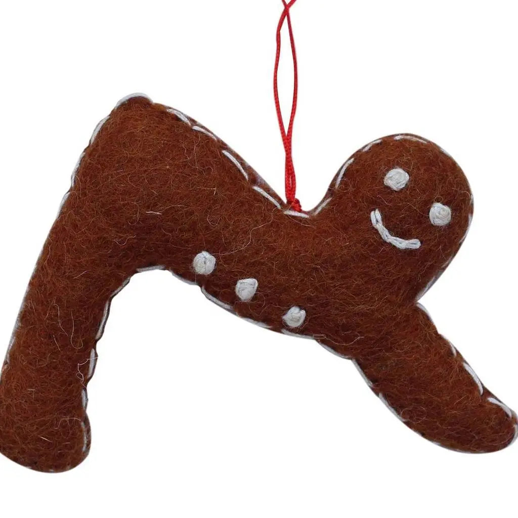 Gingerbread Yogi Felt Ornament - Downward Facing Dog Pose - Global Groove (H) Global Groove (H)