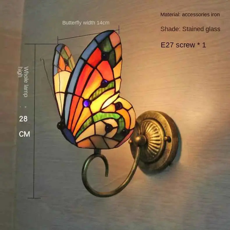 European and American Style Butterfly Colorful Wall Lamp