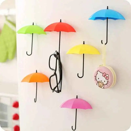 3Pcs/set Creative Umbrella Shape Hook Colorful Key Hanger Holder home Bedroom Wall decoration Accessories Wall Hanging Hooks Key Hangers Holder Towel Rack Multifunctional Hooks for Living Room Bedroom