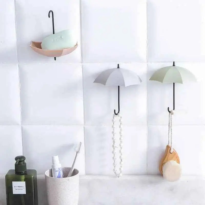 3Pcs/set Creative Umbrella Shape Hook Colorful Key Hanger Holder home Bedroom Wall decoration Accessories Wall Hanging Hooks Key Hangers Holder Towel Rack Multifunctional Hooks for Living Room Bedroom