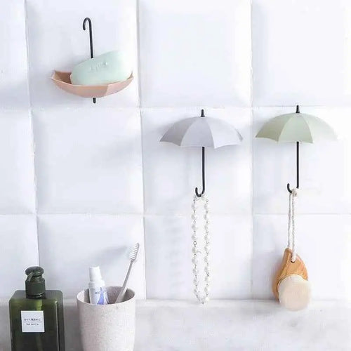 3Pcs/set Creative Umbrella Shape Hook Colorful Key Hanger Holder home Bedroom Wall decoration Accessories Wall Hanging Hooks Key Hangers Holder Towel Rack Multifunctional Hooks for Living Room Bedroom