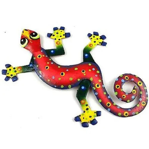 Eight Inch Red Confetti Metal Gecko - Caribbean Craft Caribbean Craft