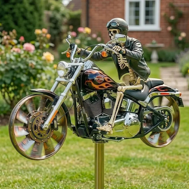 Motorcycle Wind Spinner Metal Decorative Pinwheel Windmill for Yard for Outdoor Patio Lawn Garden Landscape Backyard Art Decor eprolo