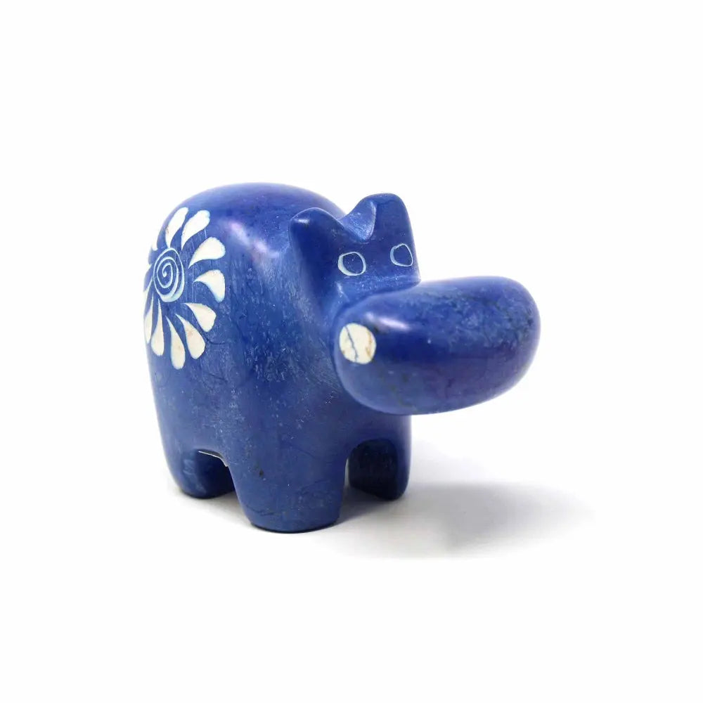 Handcrafted Blue Soapstone Hippo - Smolart Smolart
