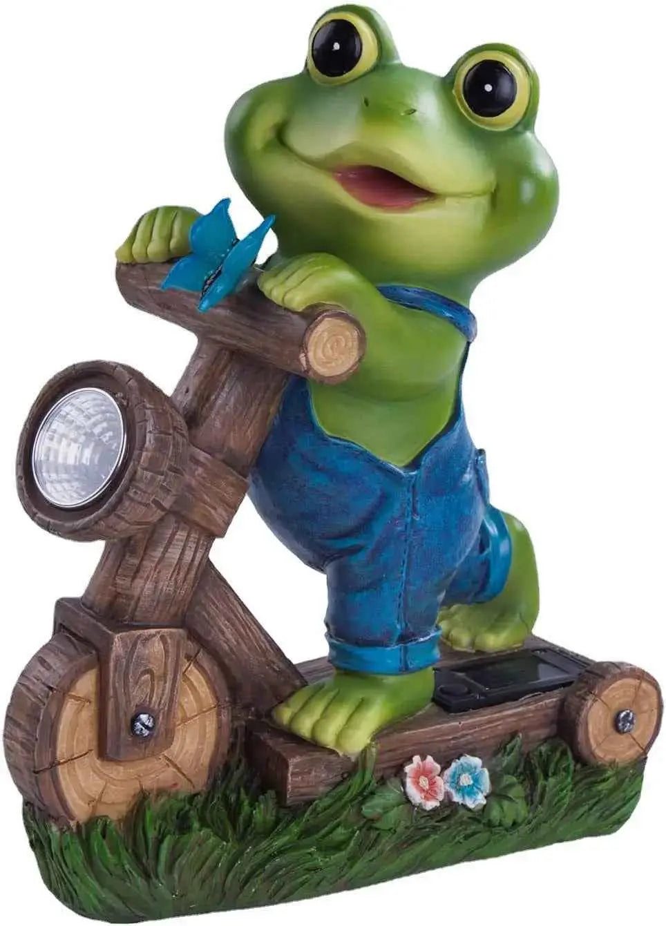 Frog cycling solar energy decoration Figures ￼