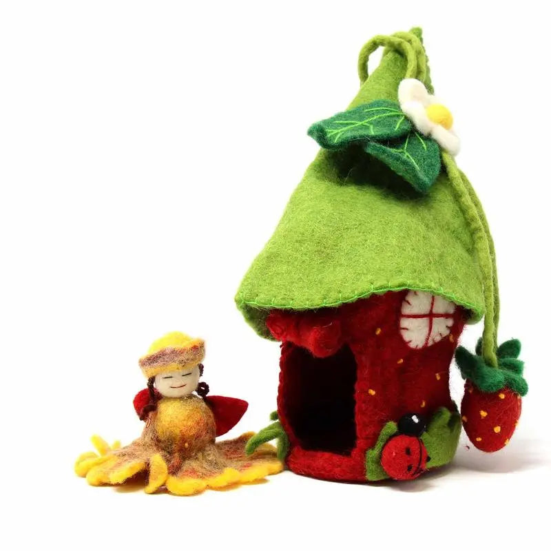 Felted Strawberry Fairy House - Global Groove Global Groove