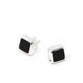 Sterling Silver Earrings, Sterling Silver Black Square Artisana