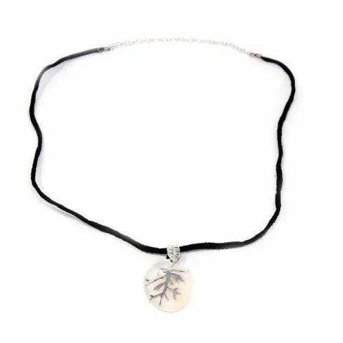 Pendant, Silver Branches on Mother of Pearl Artisana