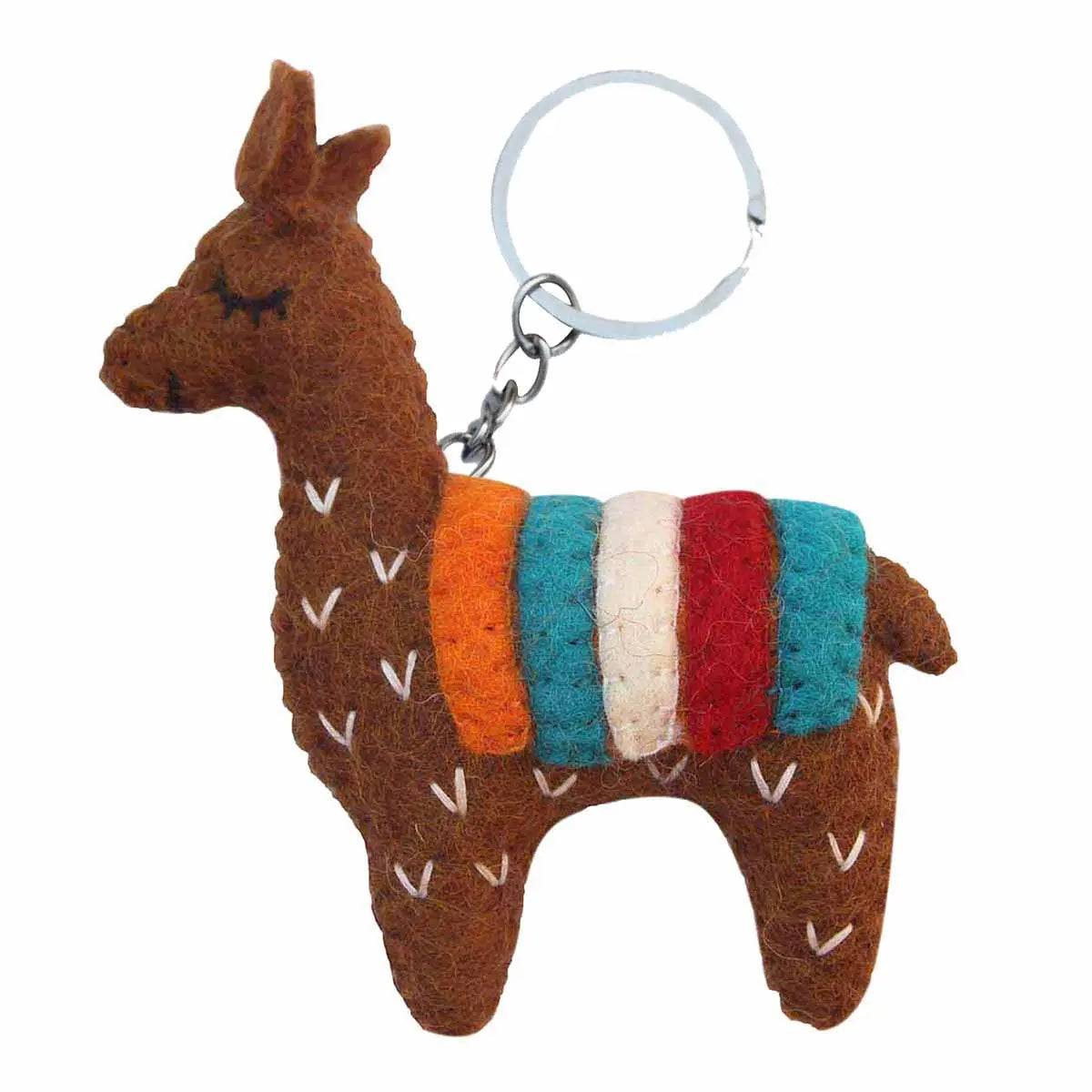 Hand Crafted Felt from Nepal: Keychain, Brown Llama Global Groove Direct