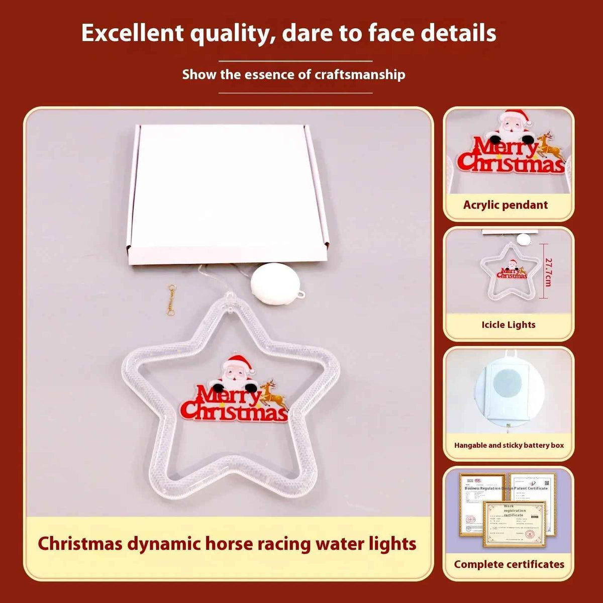 Christmas Star Window Light Christmas Atmosphere LED Lights Christmas Pendant Decoration for Window, Door & Holiday Display