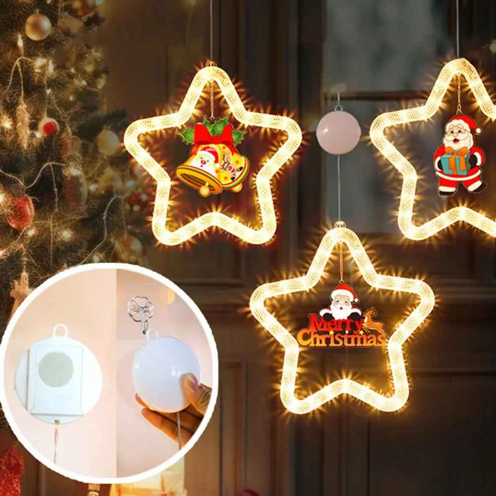 Christmas Star Window Light Christmas Atmosphere LED Lights Christmas Pendant Decoration for Window, Door & Holiday Display