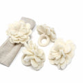 Set of 4 Felt Napkin Rings, Cream Zinnias Global Groove Direct