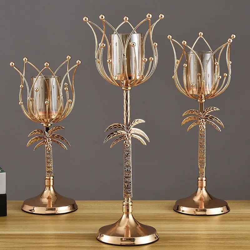 Handcrafted Metal Candle Stand Decorative Home Accessory