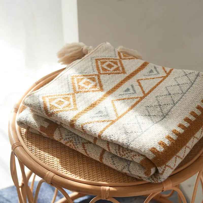 Simple Knitted Wool Shawl Blanket
