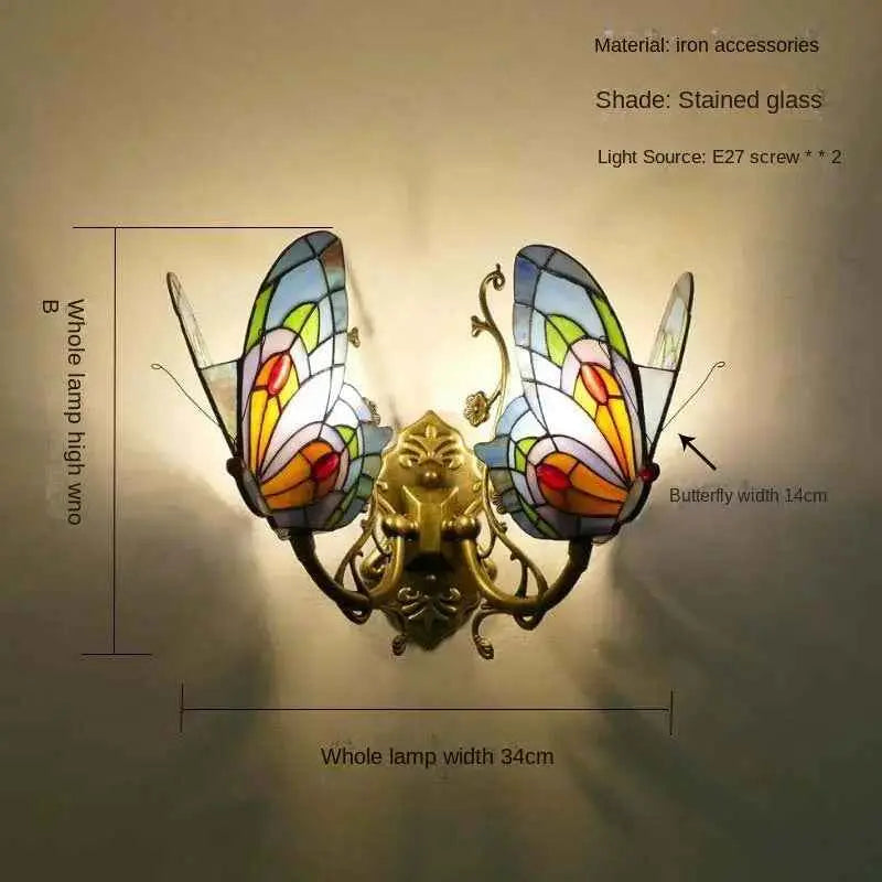 European and American Style Butterfly Colorful Wall Lamp