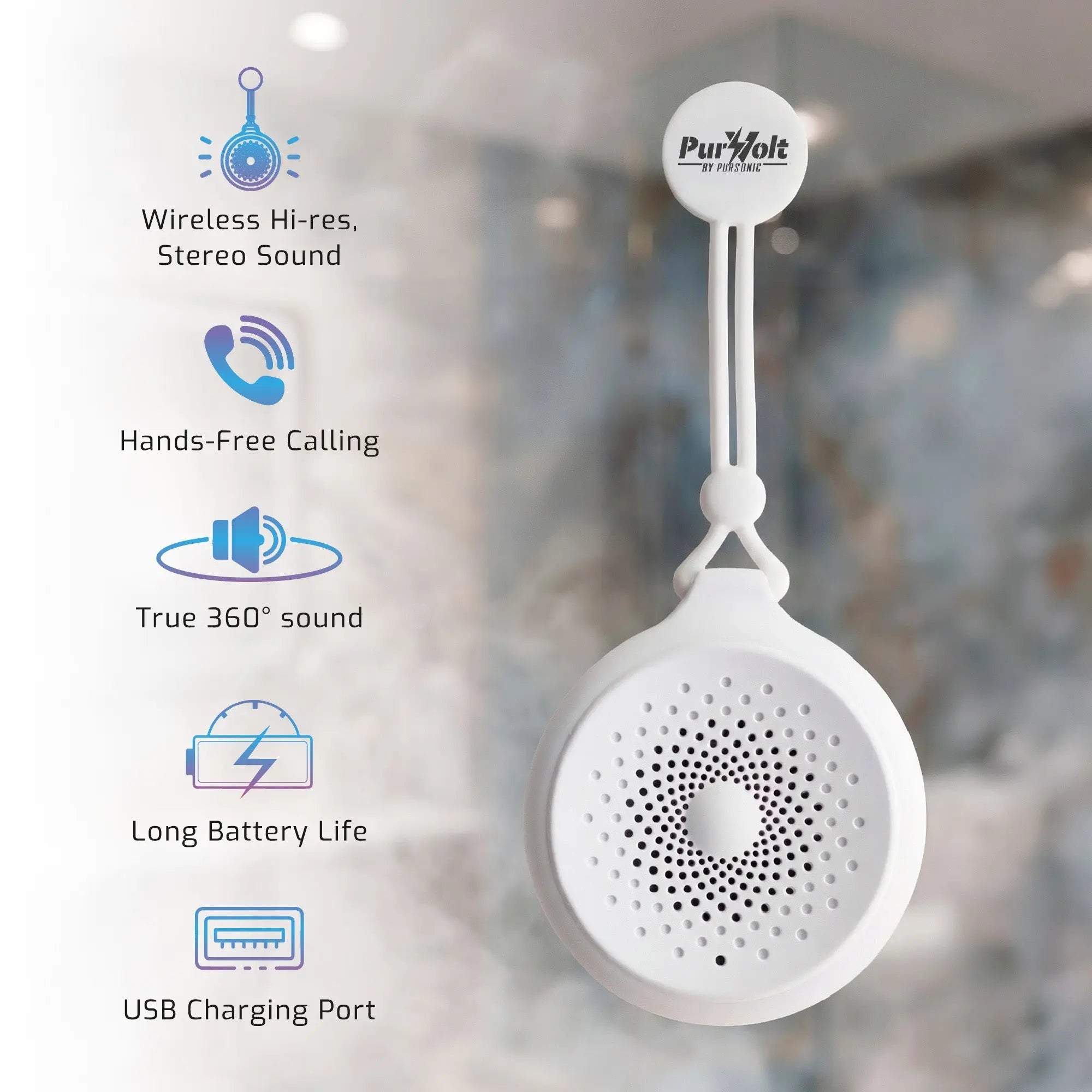 Waterproof Wireless Speaker – Portable Bluetooth Shower Speaker Pursonic
