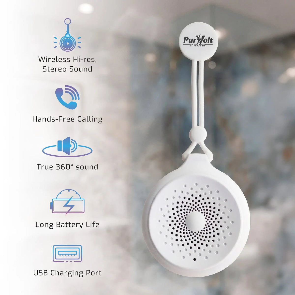 Waterproof Wireless Speaker – Portable Bluetooth Shower Speaker Pursonic