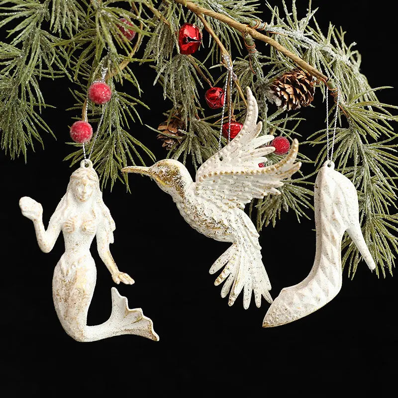 Vintage Christmas Tree Ornament, Retro Snowflake Hanging Decoration, Christmas Decor, Window Display Ornament eprolo