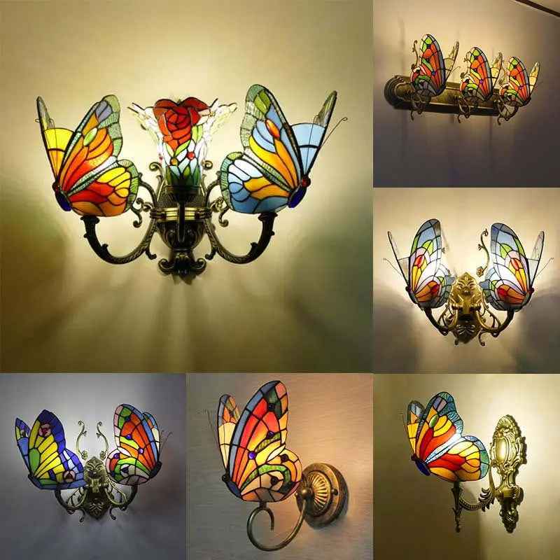 European and American Style Butterfly Colorful Wall Lamp
