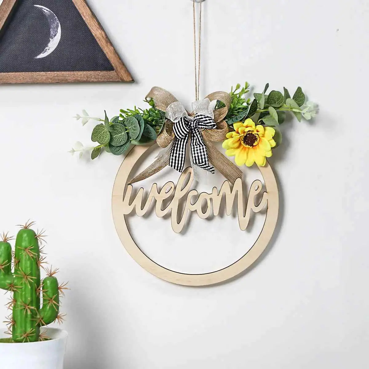 Living Room Bedroom Background Wall Decoration Pendant Layout Room Wall Hanging Plant Wrought Iron Wall Decoration Wood Panel Door