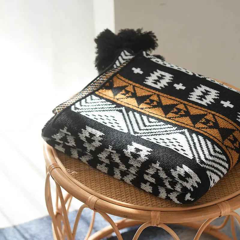 Simple Knitted Wool Shawl Blanket