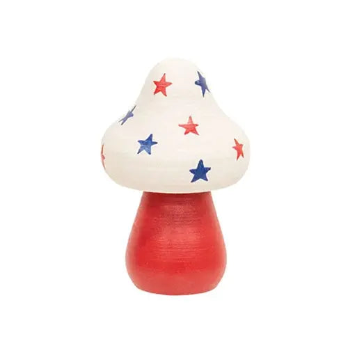 Set of 3 Wooden Americana Mushroom Sitters for Farmhouse Decor Countryside Home Decor