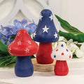 Set of 3 Wooden Americana Mushroom Sitters for Farmhouse Decor Countryside Home Decor
