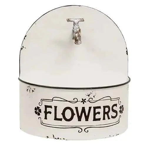 Rustic Distressed White Spigot Wall Planter