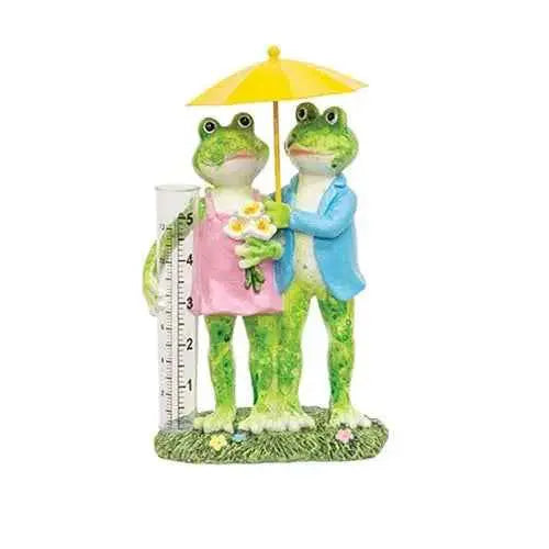 Assorted Resin Frog Couple Rain Gauge