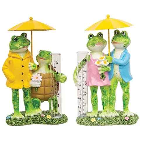 Assorted Resin Frog Couple Rain Gauge