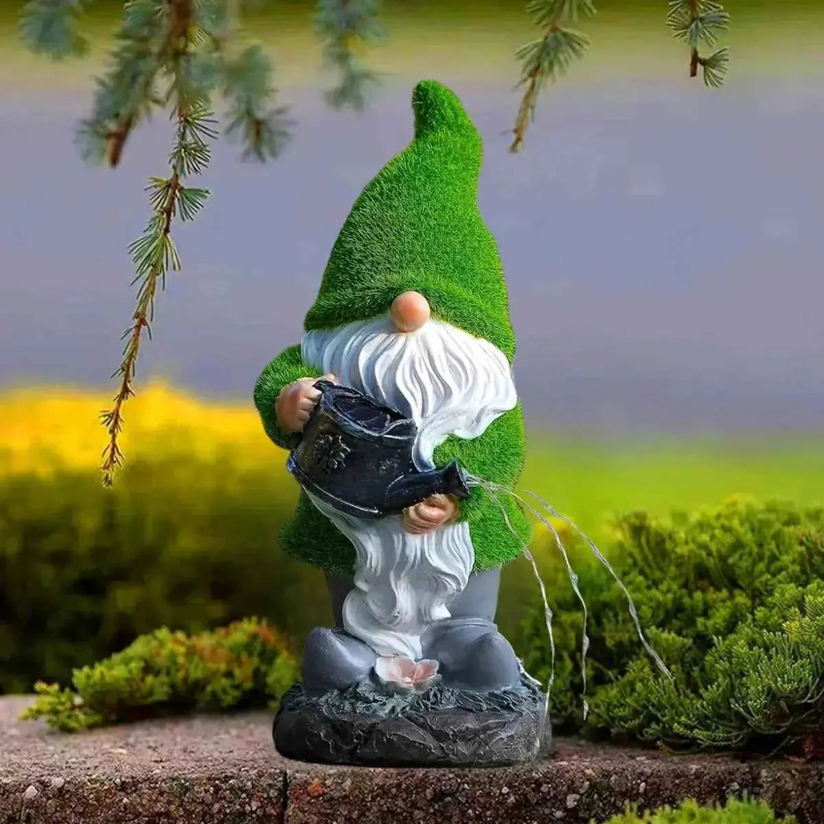 Outdoor Garden Solar Statue Light, Outdoor Gnomes Statues Decor, Garden Resin Flocking Gnome Watering Statue Decorative Light