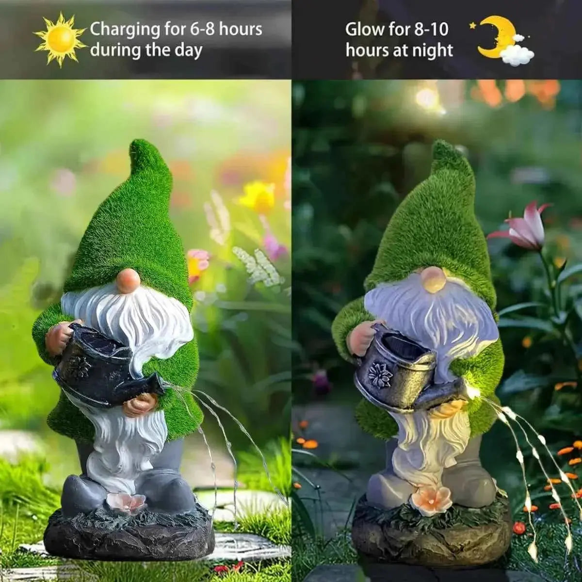 Outdoor Garden Solar Statue Light, Outdoor Gnomes Statues Decor, Garden Resin Flocking Gnome Watering Statue Decorative Light
