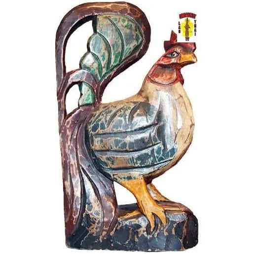 Carved Long Tailed Rooster 15 1/2" Tall