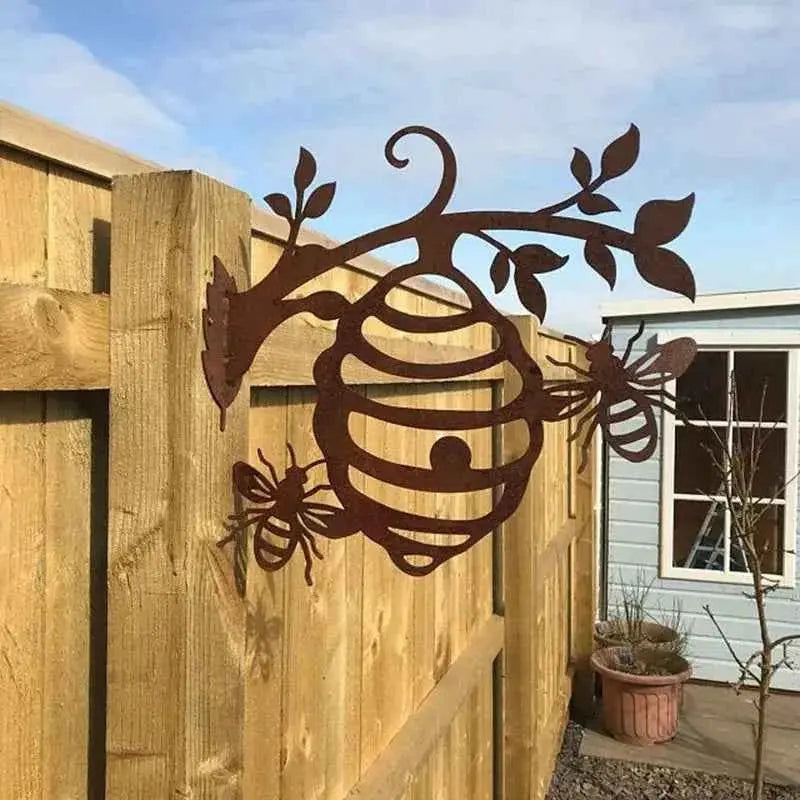 Metal Bee Hive Garden Decor / Metal Beehive Garden