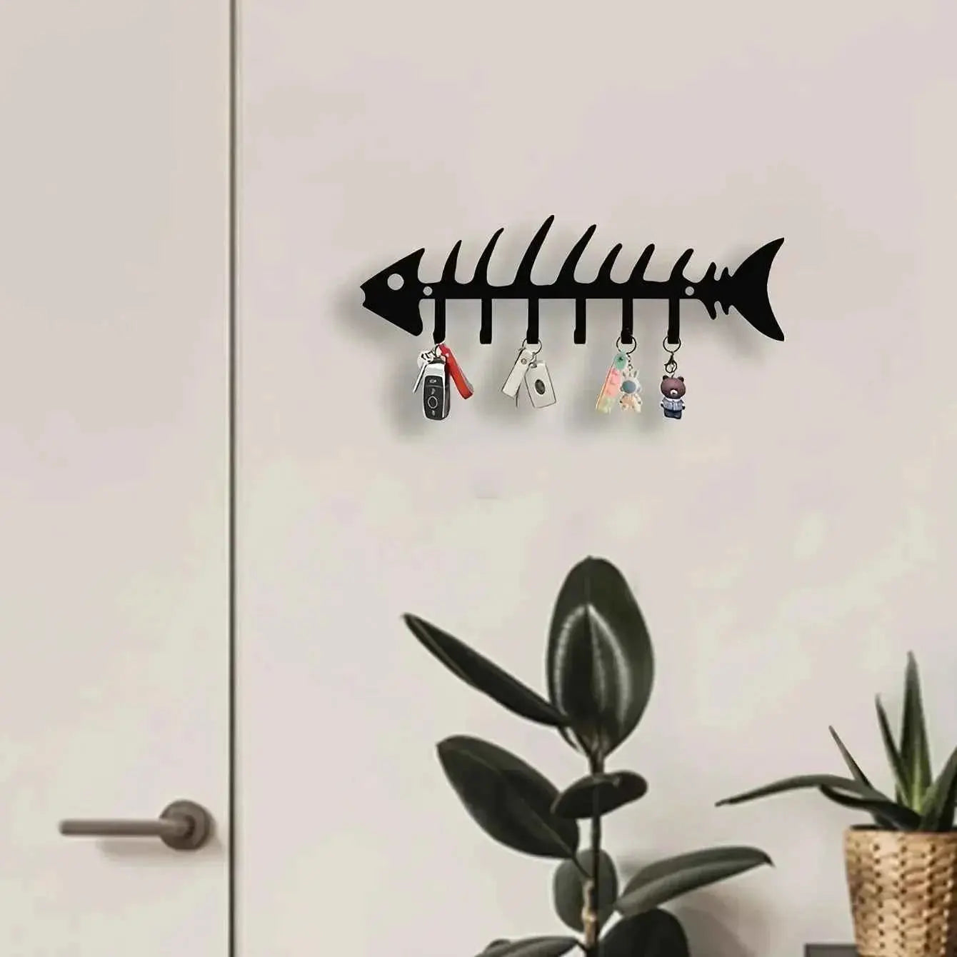 Metal Wall Hooks Organizer, Fishbone Key Holder & Decorative Wall Decor
