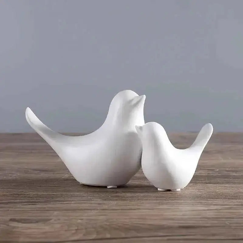 DecorBites™ Bird Figurine Set Nordic Ceramic Black White
