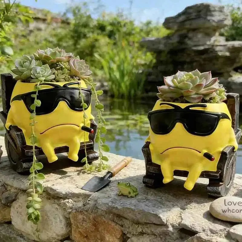 Handsome Expression Flowerpot Green Potted Plants Vase Container Home  Garden Gift