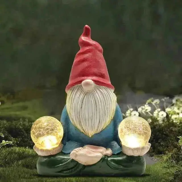 14 Inch Outdoor Garden Dwarf Statue-resin Gnome Statue Lighting Wizard Solar Led Light Welcome Sign Gnome Yard Lawn Large Figurine