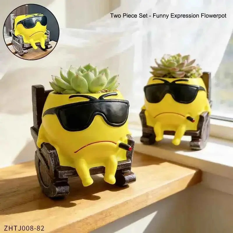 Handsome Expression Flowerpot Green Potted Plants Vase Container Home  Garden Gift