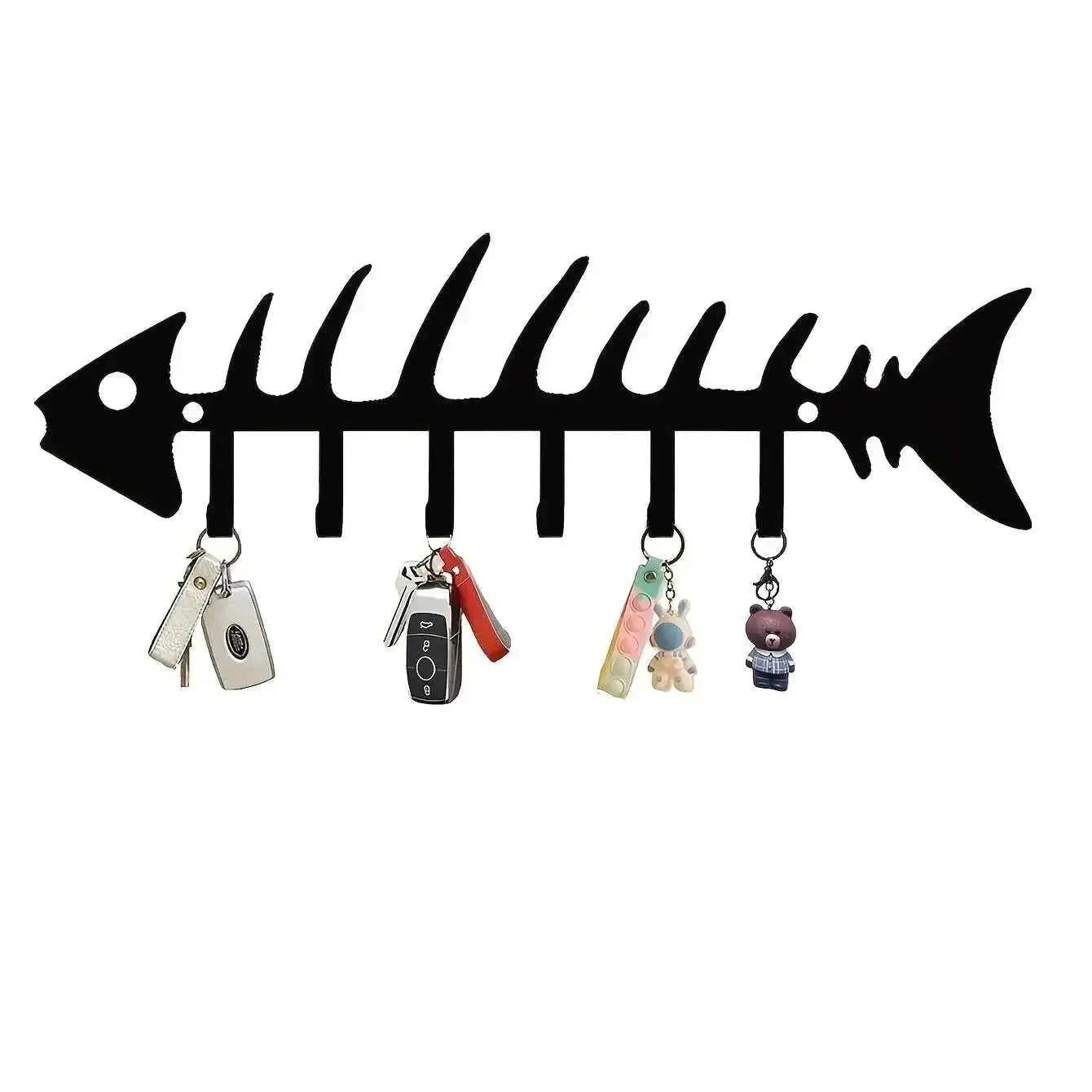 Metal Wall Hooks Organizer, Fishbone Key Holder & Decorative Wall Decor