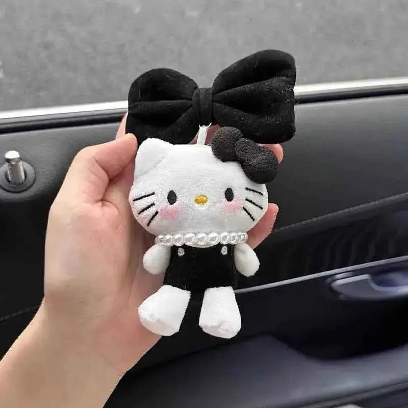 Vintage Black 3D Pearl Bow Hello Kitty Car Pendant