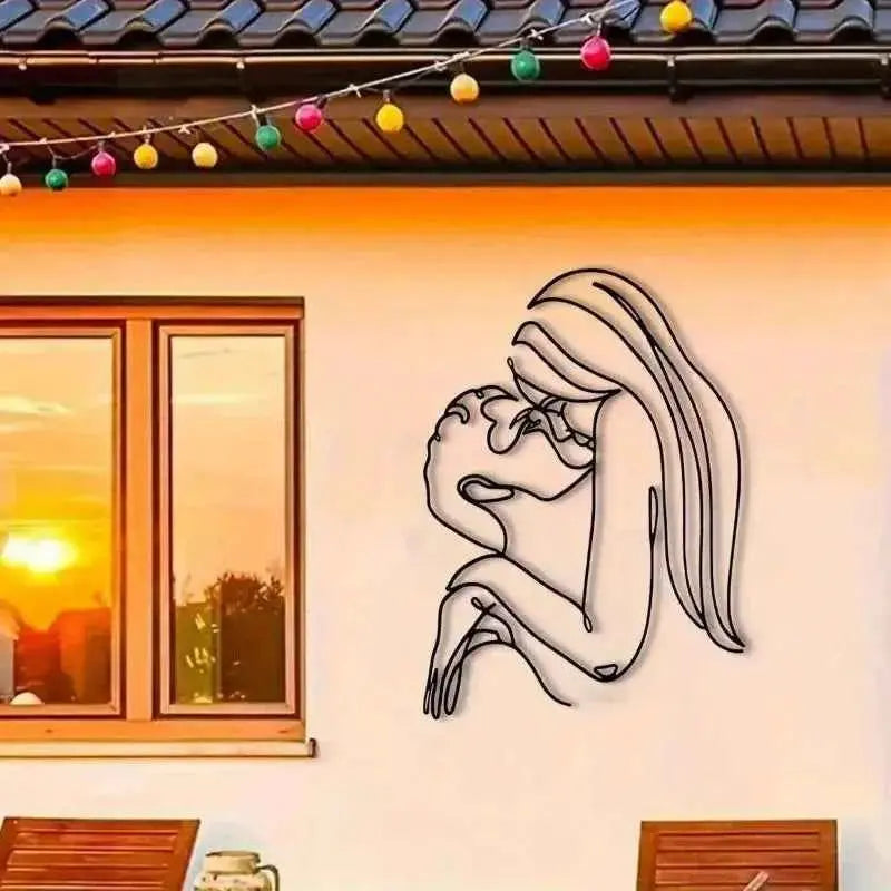 Couple Kissing (Long Hair Lady) Metal Wall Art