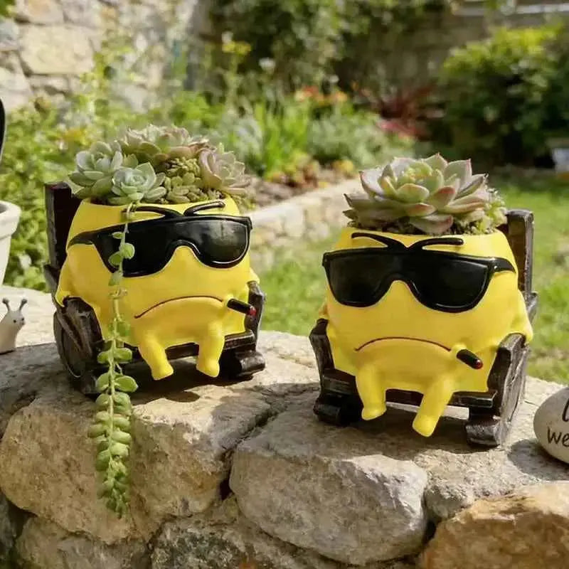 Handsome Expression Flowerpot Green Potted Plants Vase Container Home  Garden Gift