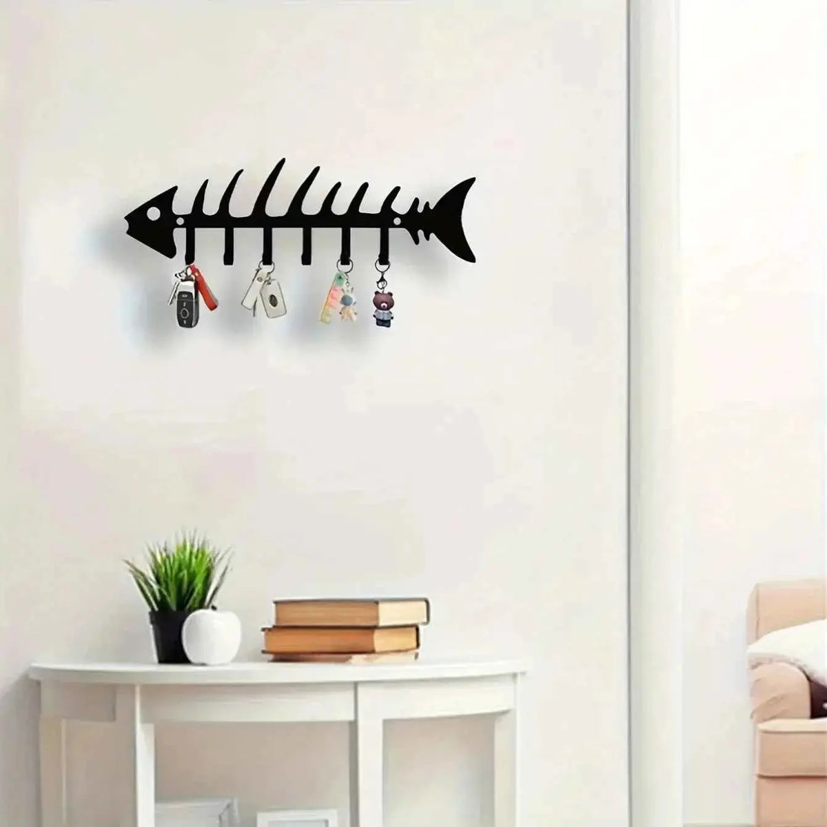 Metal Wall Hooks Organizer, Fishbone Key Holder & Decorative Wall Decor
