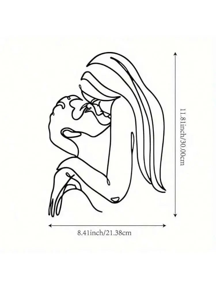 Couple Kissing (Long Hair Lady) Metal Wall Art